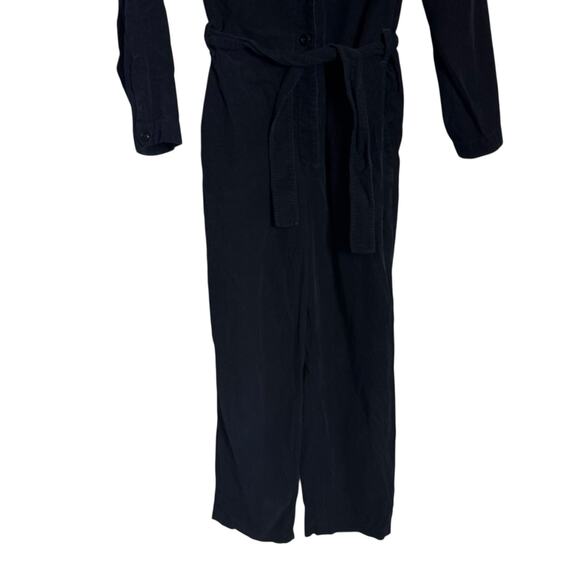 A.P.C. Justine Navy Corduroy Straight Leg Belted Long Sleeve Jumpsuit Size 2 - Picture 9 of 16
